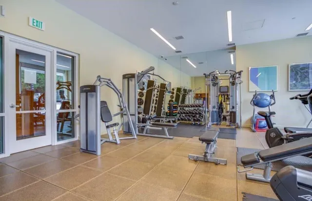 a view of a room with gym equipment