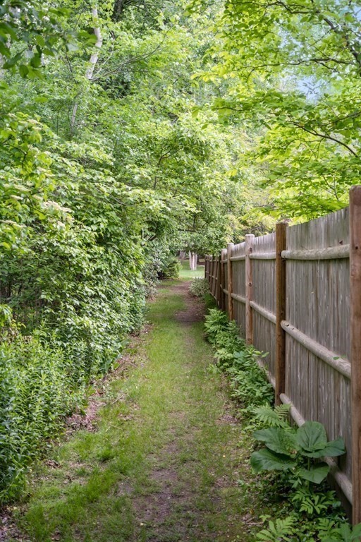 32 Peacock Farm Road Lexington, MA 02421 - Photo 14 of 16 a backyard of a house with lots of green space and plants