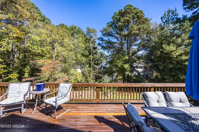 an outdoor space with seating