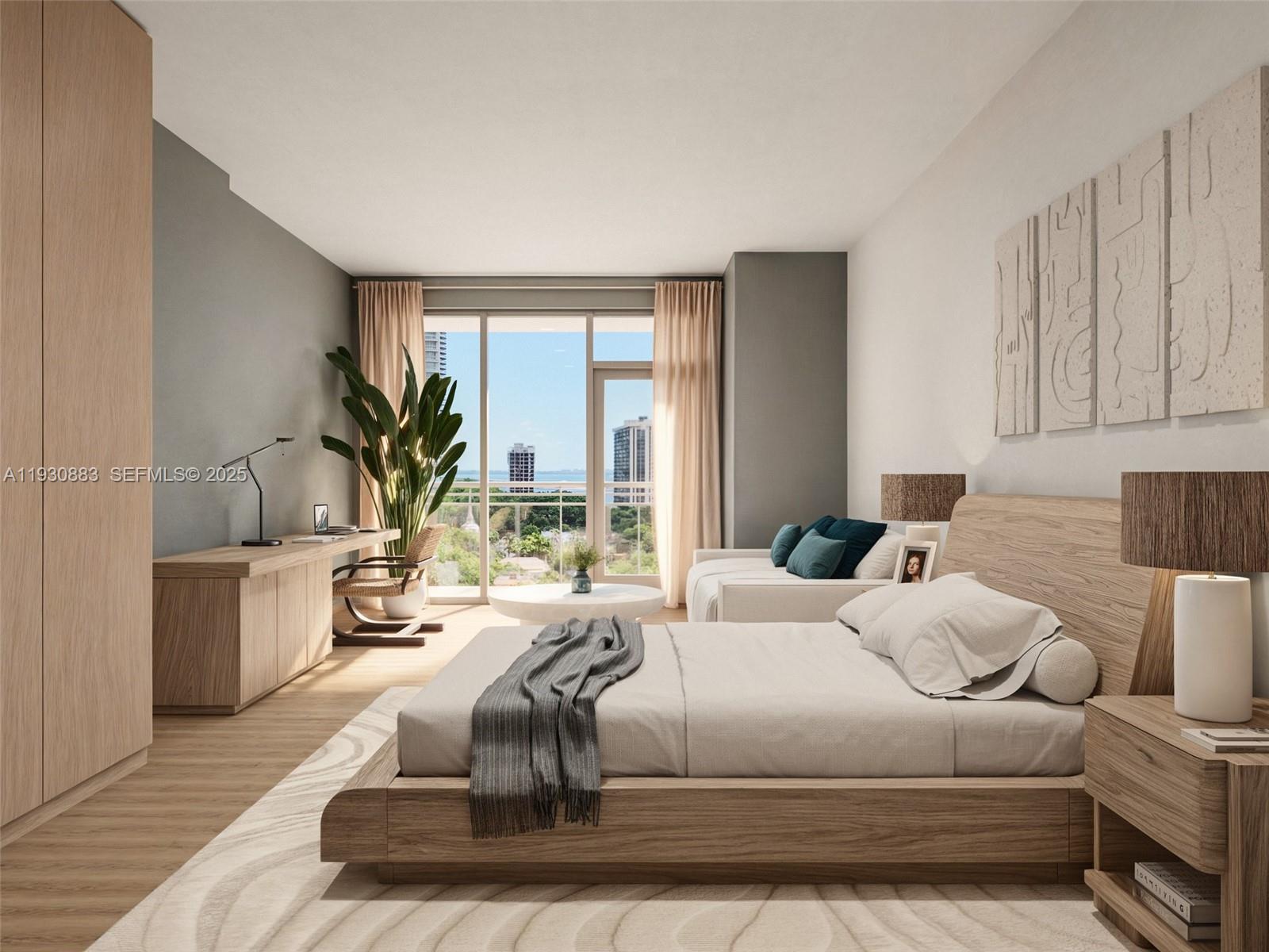 1741 Southwest 2nd Avenue, Unit 427 Miami, FL 33129 - Photo 4 of 13 a living room with a large window and a wooden floor