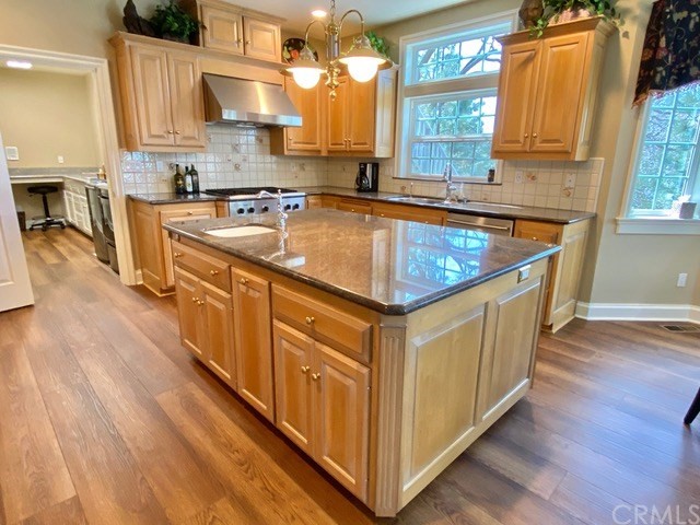 1010 Black Oaks Drive Lake Arrowhead, CA 92352 - Photo 18 of 52 a kitchen with stainless steel appliances granite countertop a sink a stove and a wooden floors
