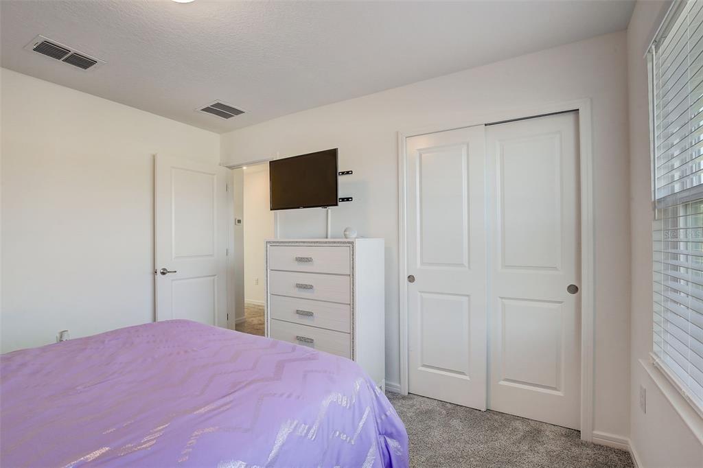 12918 Brookside Moss Drive Riverview, FL 33579 - Photo 33 of 43 a bedroom with a bed and a flat screen tv