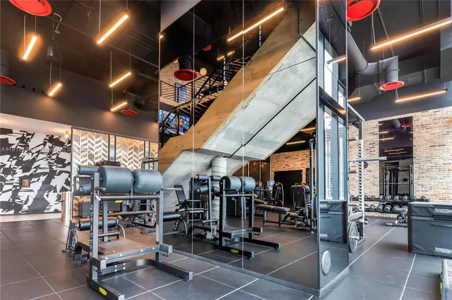 a view of a room with gym equipment