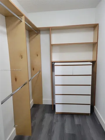 a view of an empty walk in closet
