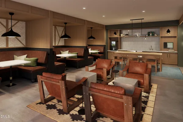 a living room with furniture a air conditioner and a table