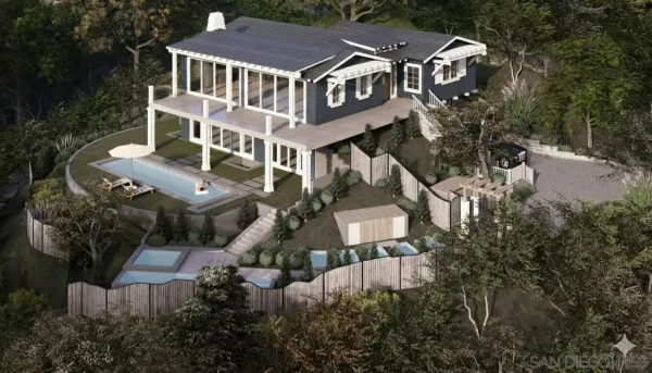 an aerial view of a house