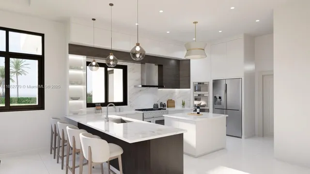 a bathroom with a sink a large mirror and a shower