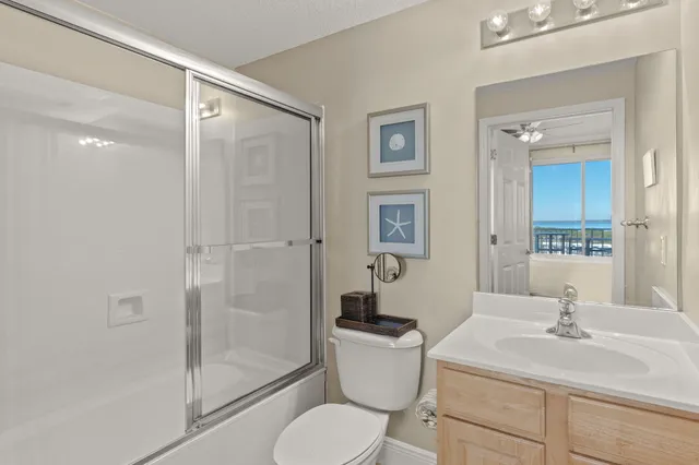 a view of a balcony with an ocean view