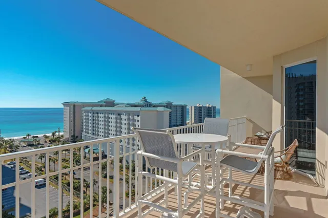 a view of a balcony with an outdoor space