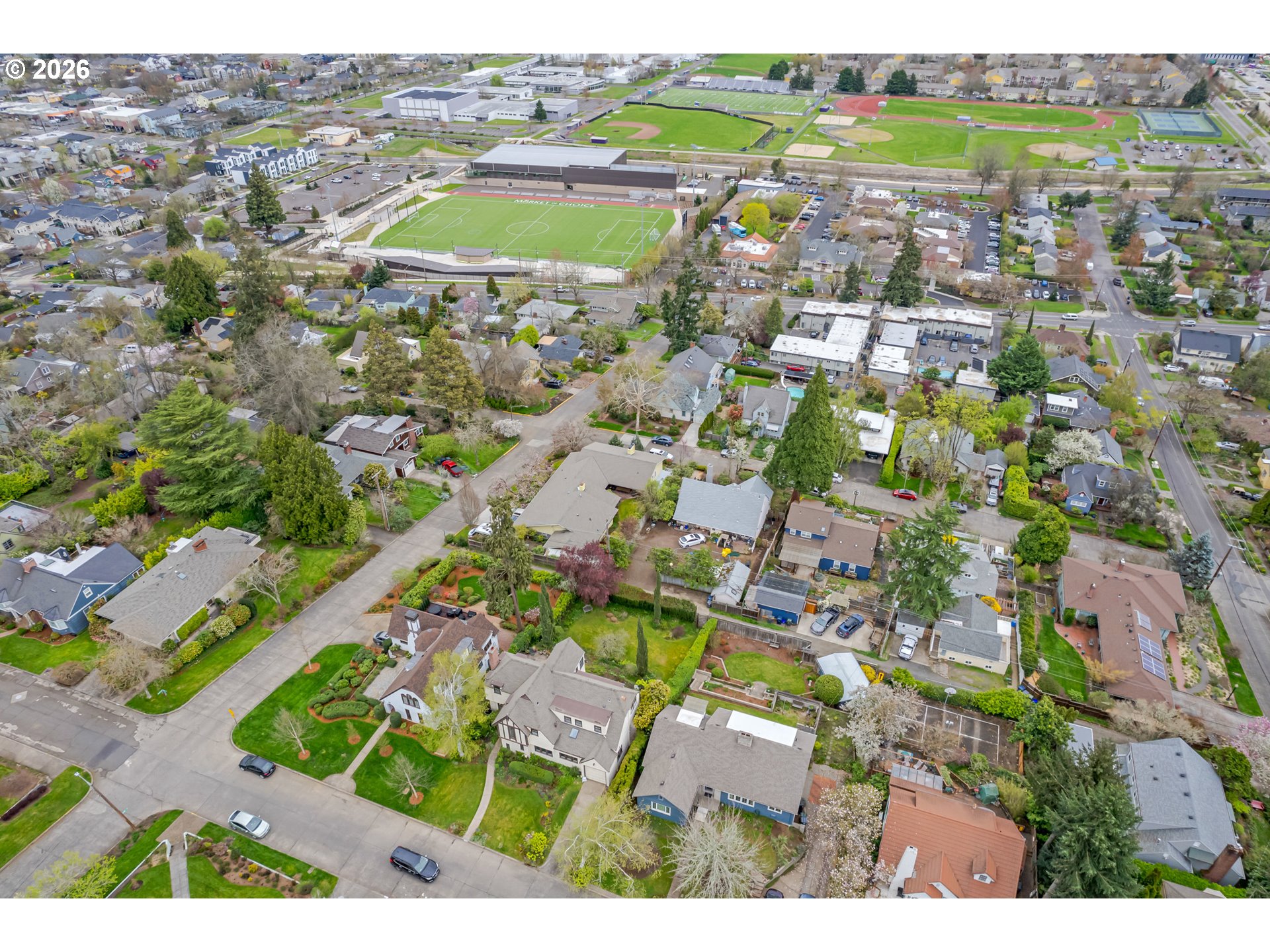 2223 Olive Street Eugene, OR 97405 - Photo 36 of 44 an aerial view of residential houses with outdoor space