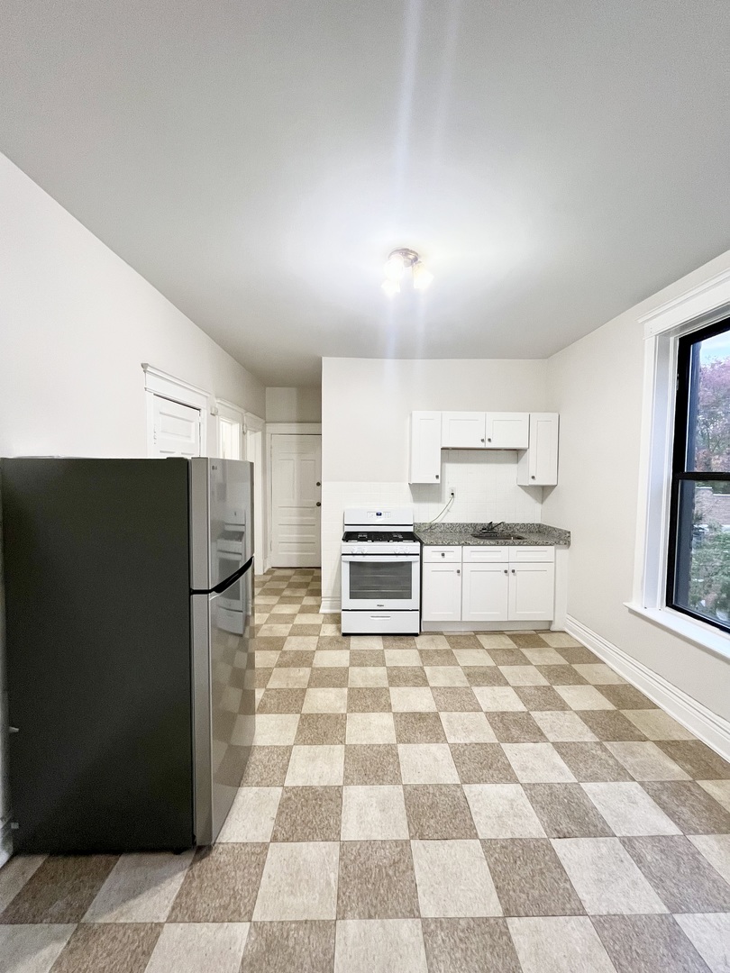 2706 South St Louis Avenue, Unit 3F Chicago, IL 60623 - Photo 3 of 9 a view of a kitchen with a sink and stainless steel appliances