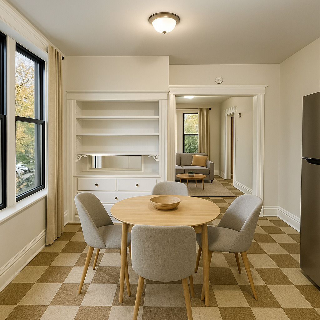 2706 South St Louis Avenue, Unit 3F Chicago, IL 60623 - Photo 4 of 9 a view of a dining room with furniture and a window