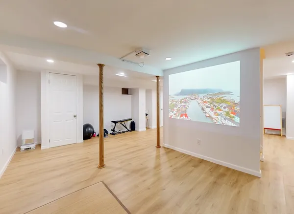 a view of a room with gym equipment