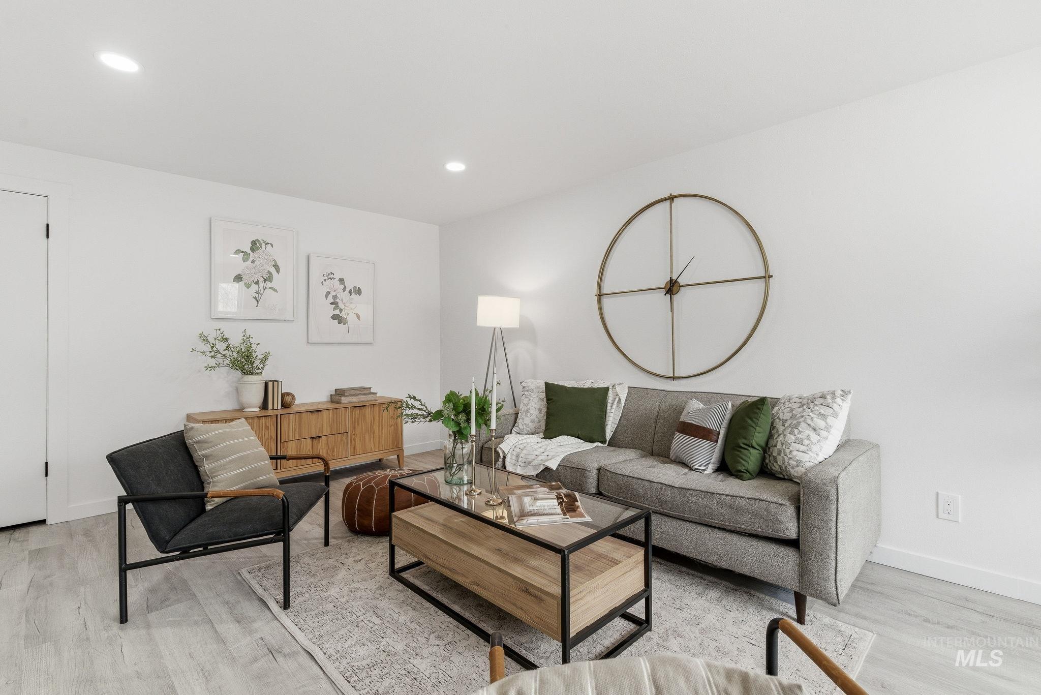 6123 South Brian Way Boise, ID 83716 - Photo 12 of 50 Living room with light wood-type flooring and recessed lighting