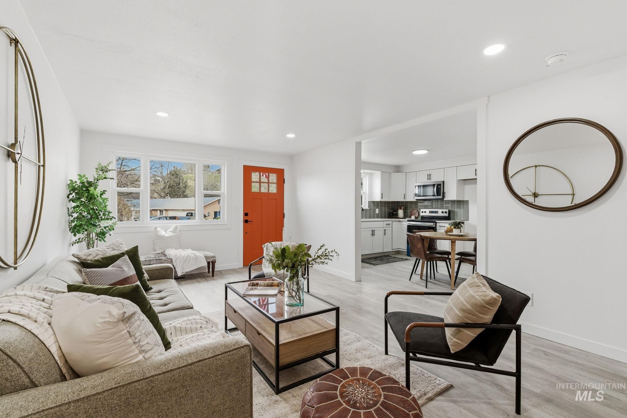 6123 South Brian Way Boise, ID 83716 - Photo 14 of 50 Living room featuring light wood-style flooring and recessed lighting