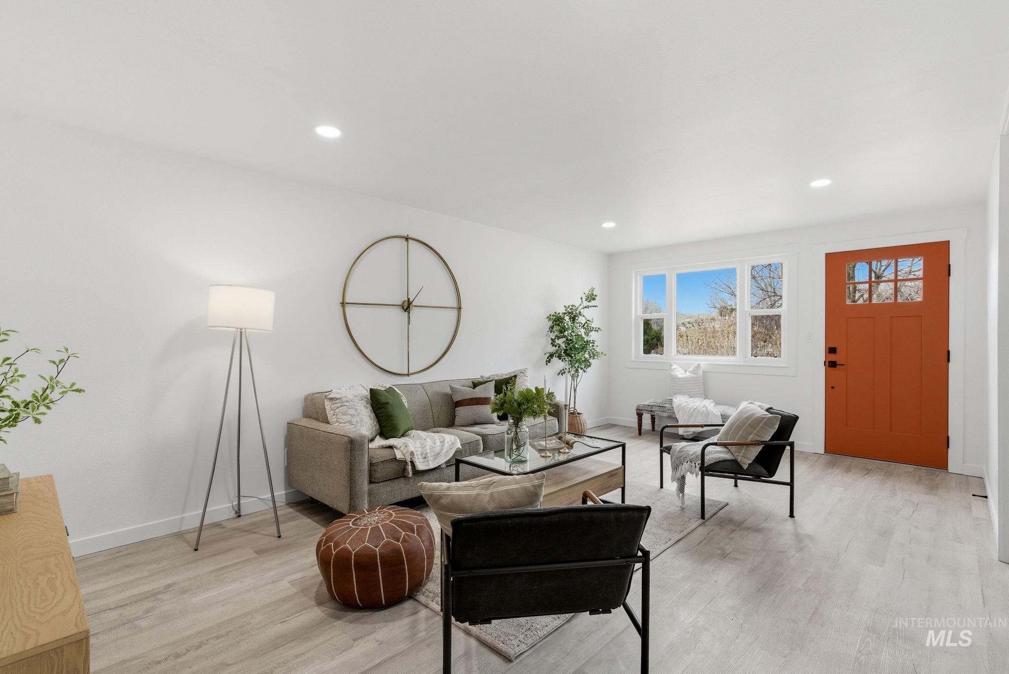 6123 South Brian Way Boise, ID 83716 - Photo 7 of 50 Living room with light wood-style flooring and recessed lighting