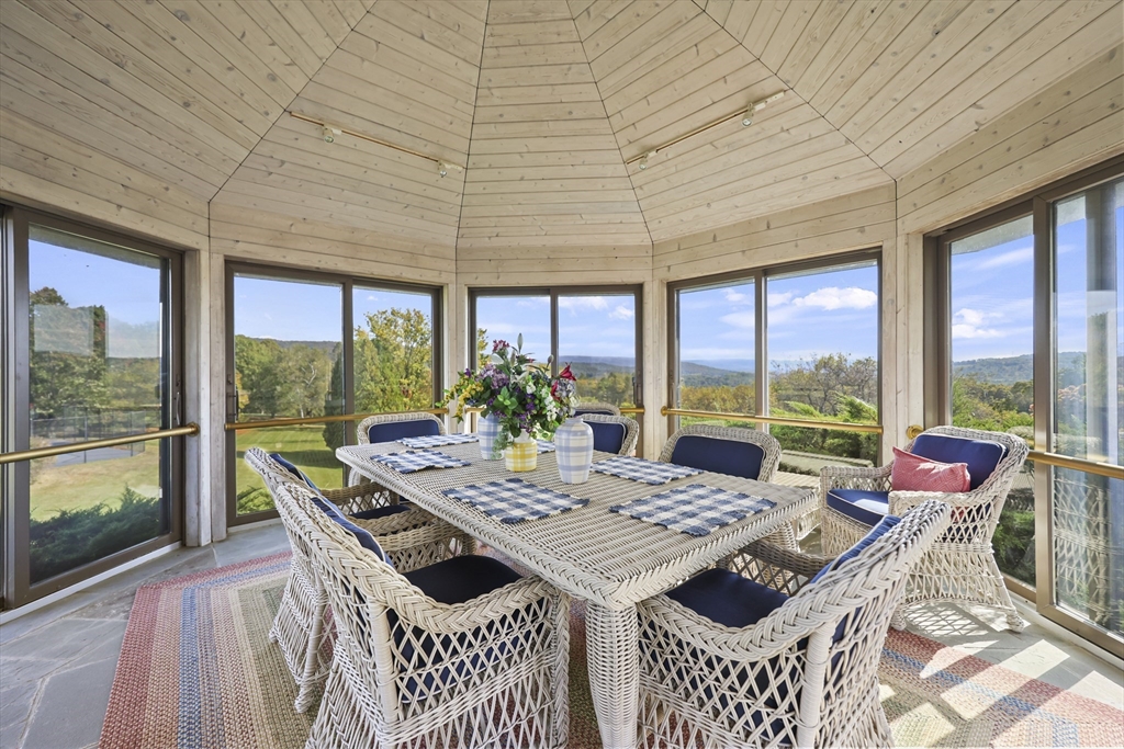 60 Old Cheshire Road Lanesborough, MA 01237 - Photo 36 of 42 a view of a dining room with furniture large windows and wooden floor