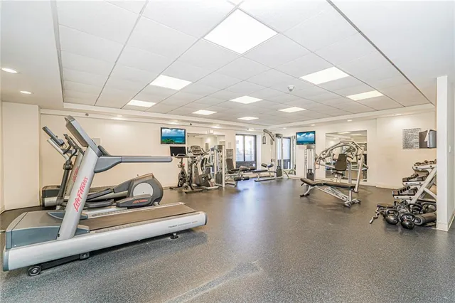 a view of a room with gym equipment