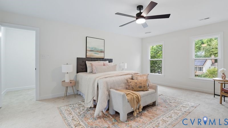 12601 Eagle Ridge Road Henrico, VA 23233 - Photo 24 of 50 Bedroom with light carpet and ceiling fan