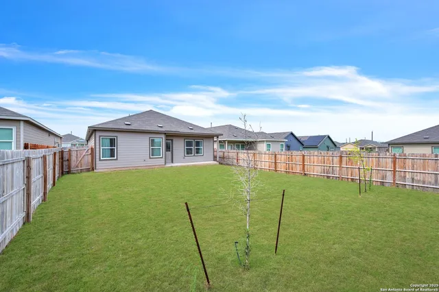 a view of a yard in front of a house with a yard
