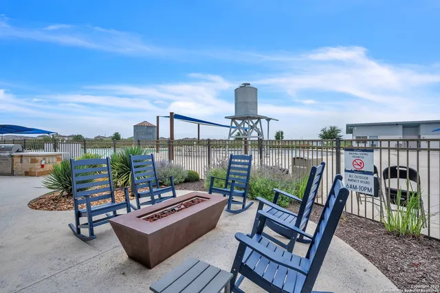 a view of a terrace with seating space