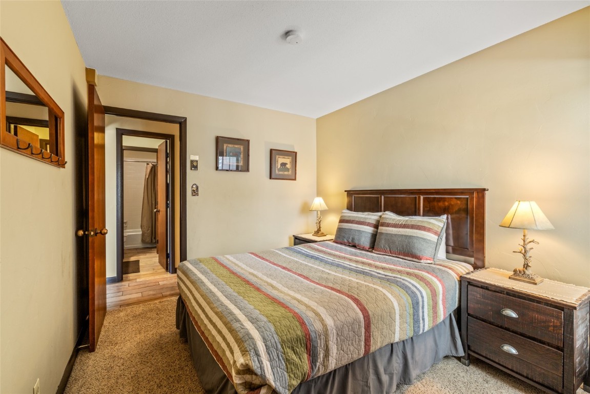 2015 Walton Creek Road, Unit 105 Steamboat Springs, CO 80487 - Photo 18 of 34 a bedroom with a bed and a lamp