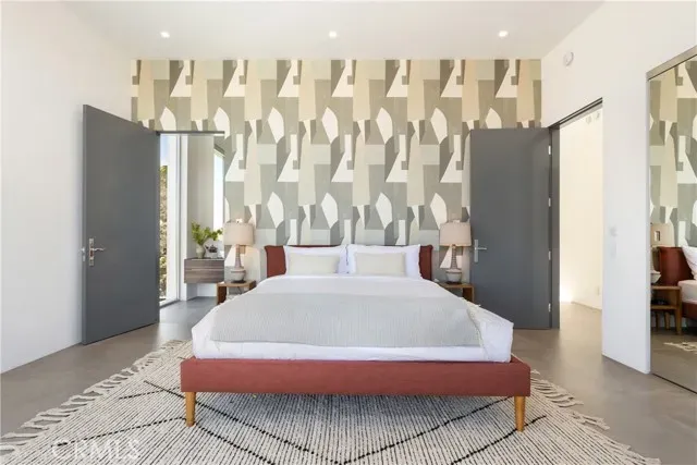 a view of a balcony and mountain view