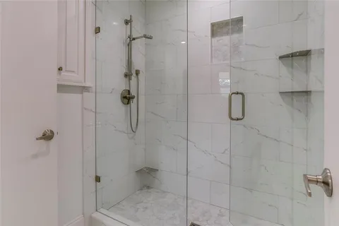 a bathroom with a shower