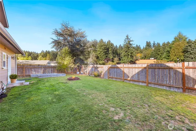 a view of backyard with green space