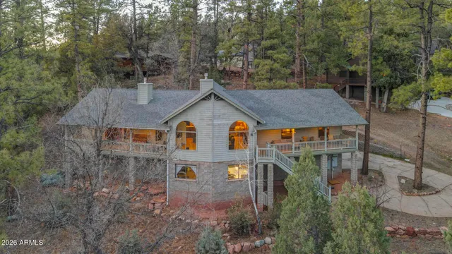 an aerial view of a house