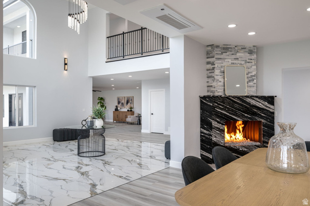 476 Spring Drive Toquerville, UT 84774 - Photo 10 of 95 Living room with recessed lighting and a warm lit fireplace
