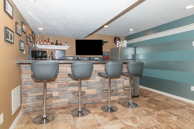 a view of parked car with garage