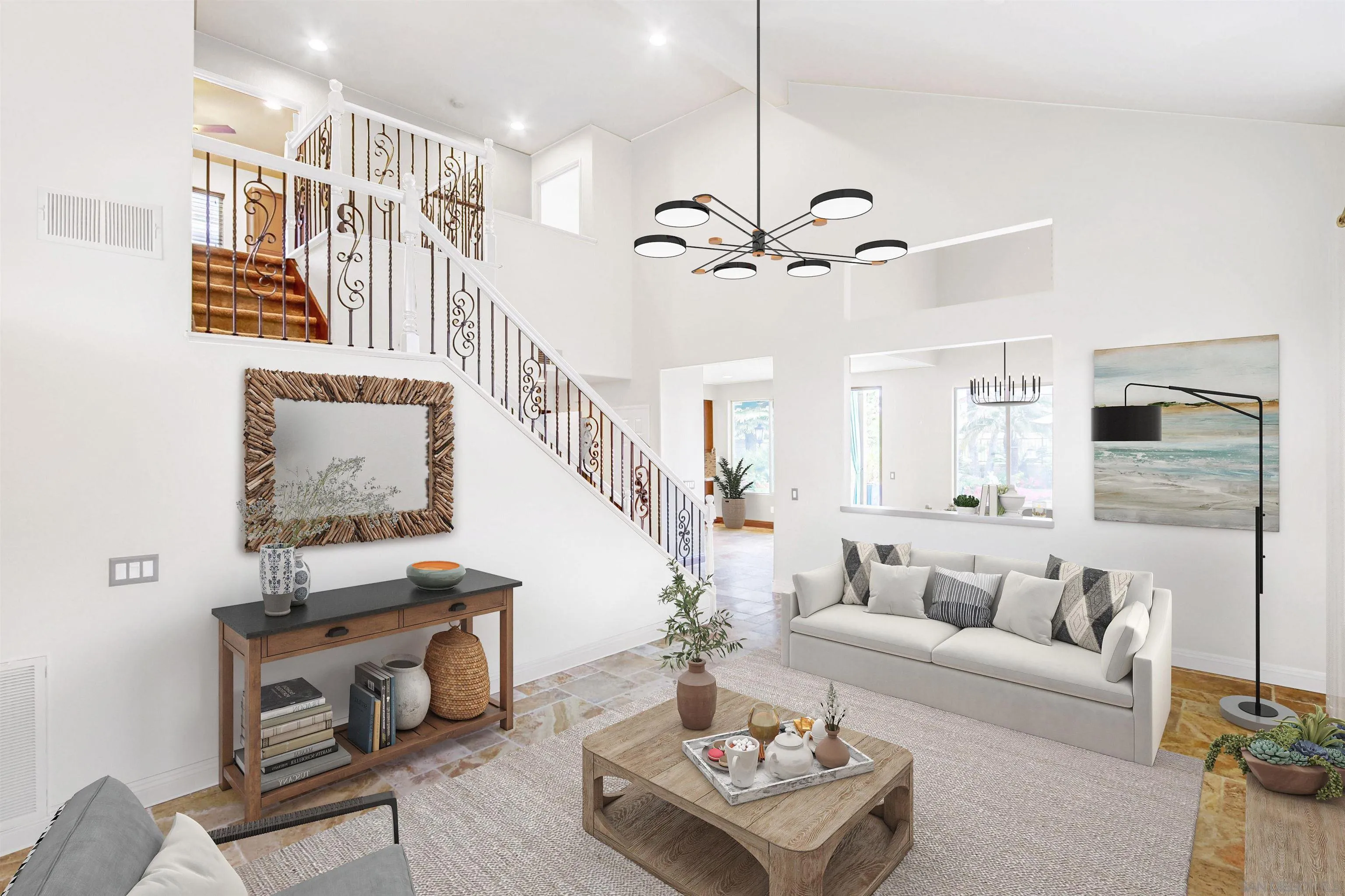 6550 Windward Ridge Way San Diego, CA 92121 - Photo 6 of 64 a living room with furniture and a chandelier