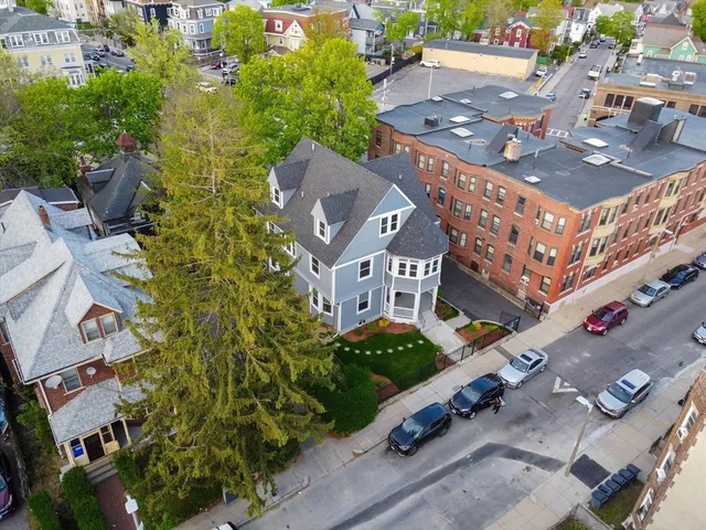an aerial view of a house