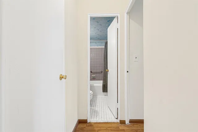 a view of wooden door