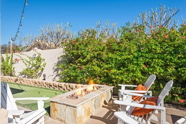 a view of an outdoor space with seating area