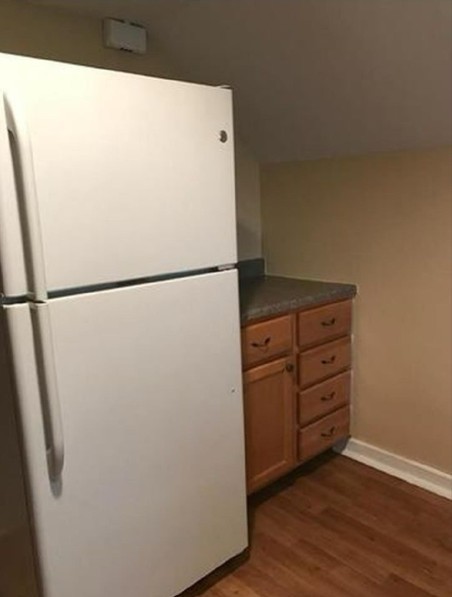 422 South Street, Unit 2 Elgin, IL 60123 - Photo 5 of 6 a view of a refrigerator in kitchen and wooden floor