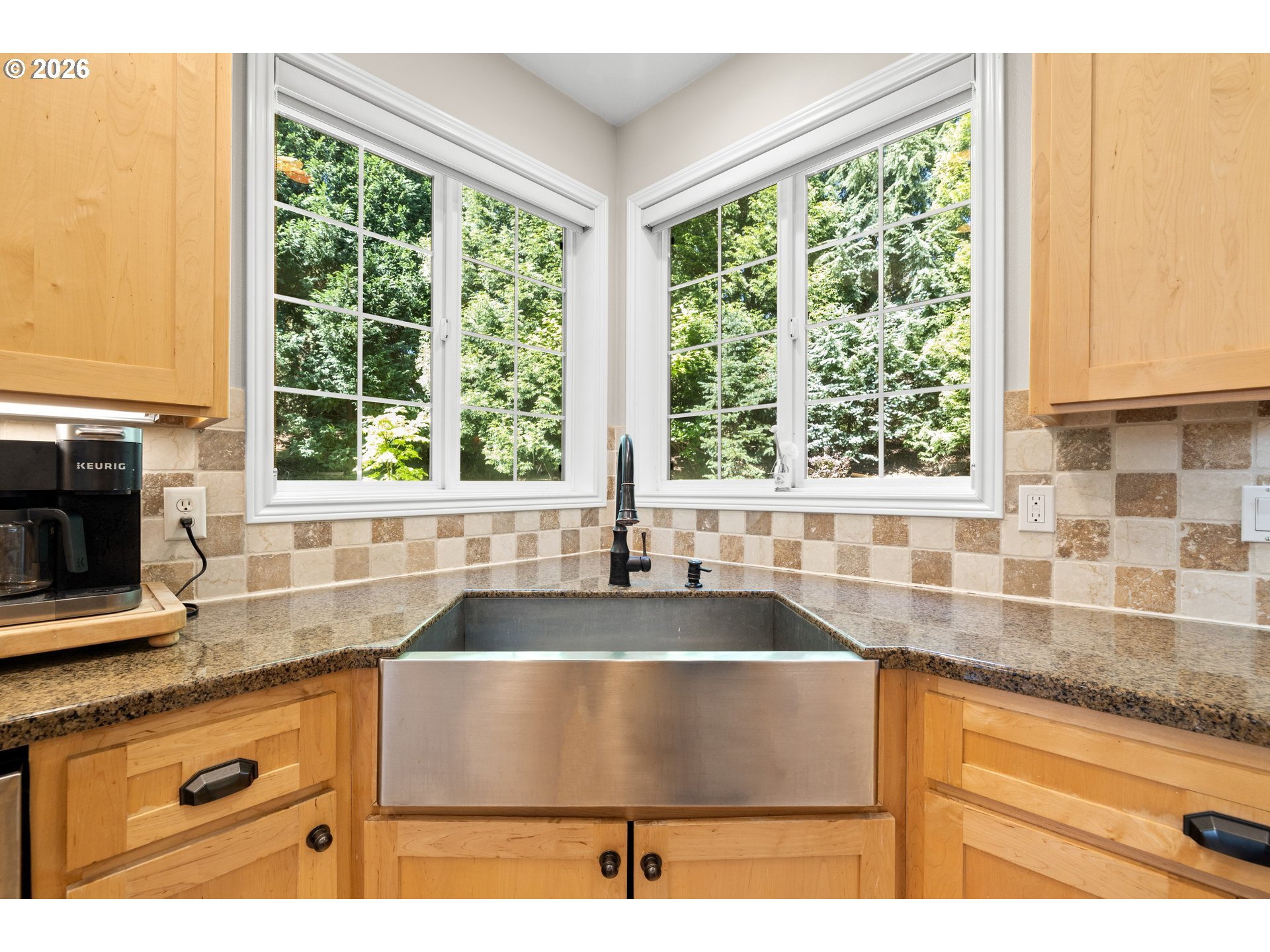 2633 Southeast Vista Way Gresham, OR 97080 - Photo 15 of 48 view of kitchen with granite countertop a sink and a window