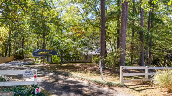 a view of swimming pool from a window