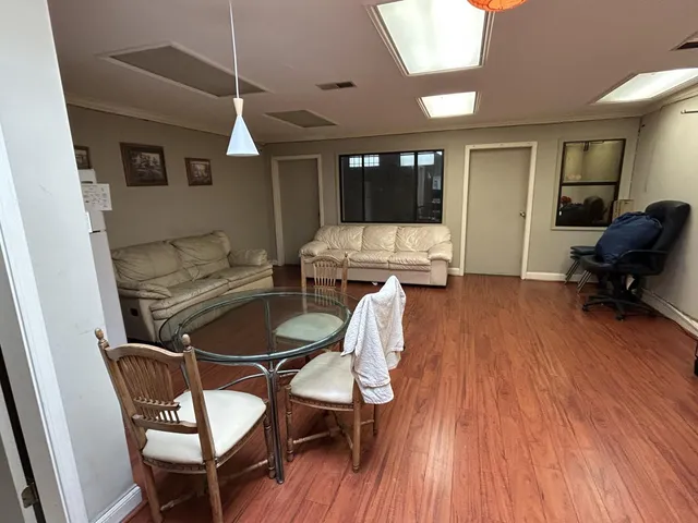 a front view of a house with a door