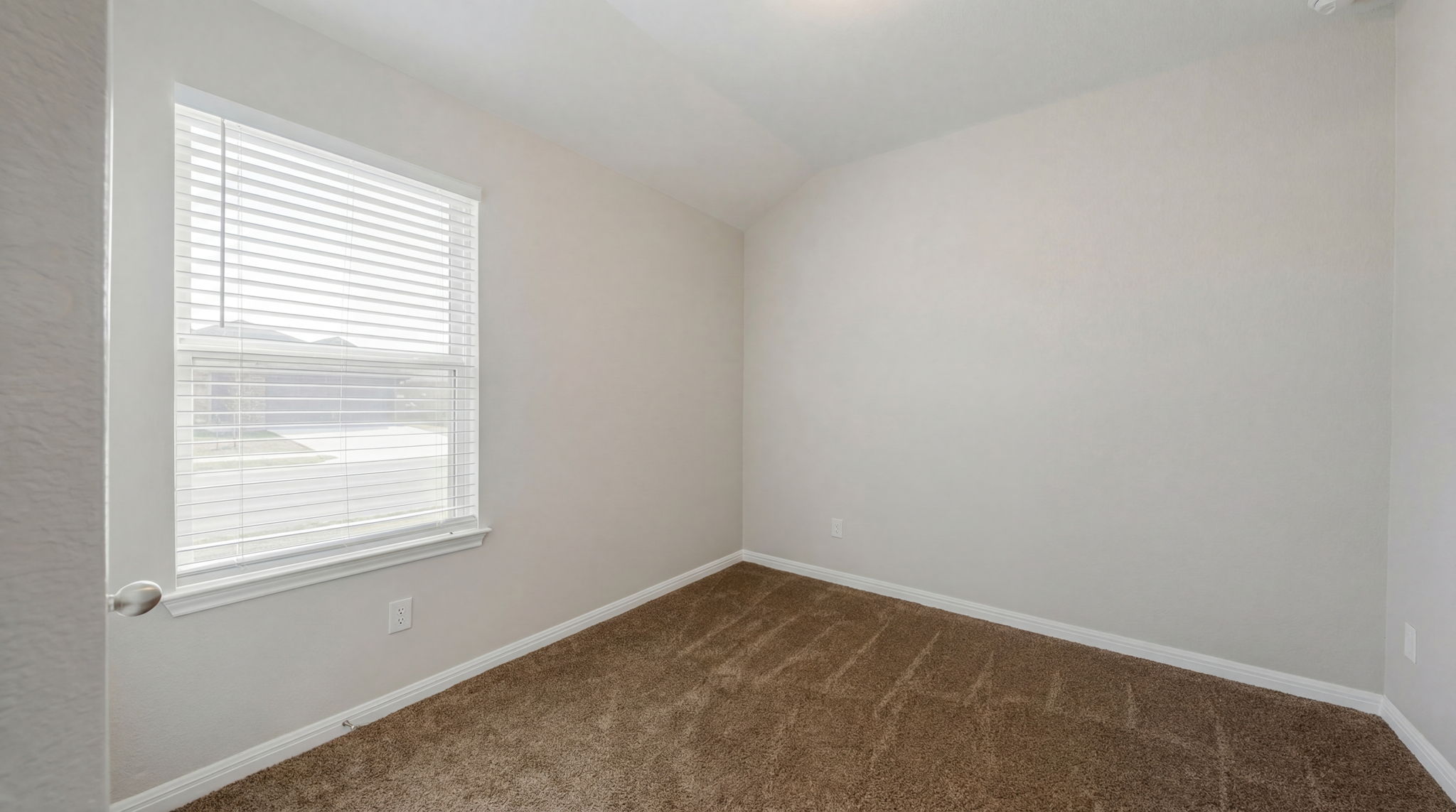 1003 Round Bale Road Hutto, TX 78634 - Photo 16 of 29 Unfurnished room with dark colored carpet and vaulted ceiling