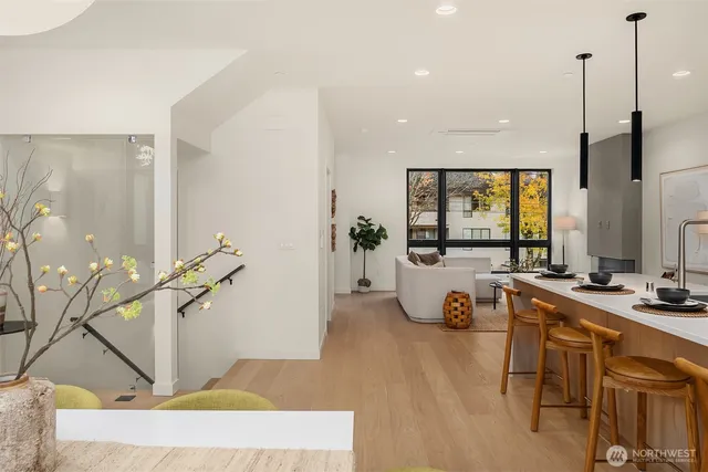 a room with a table and chairs