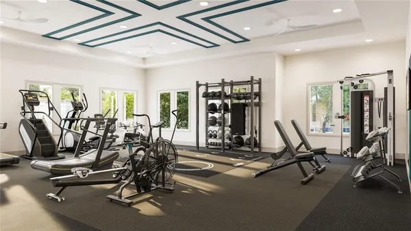 a view of a room with gym equipment