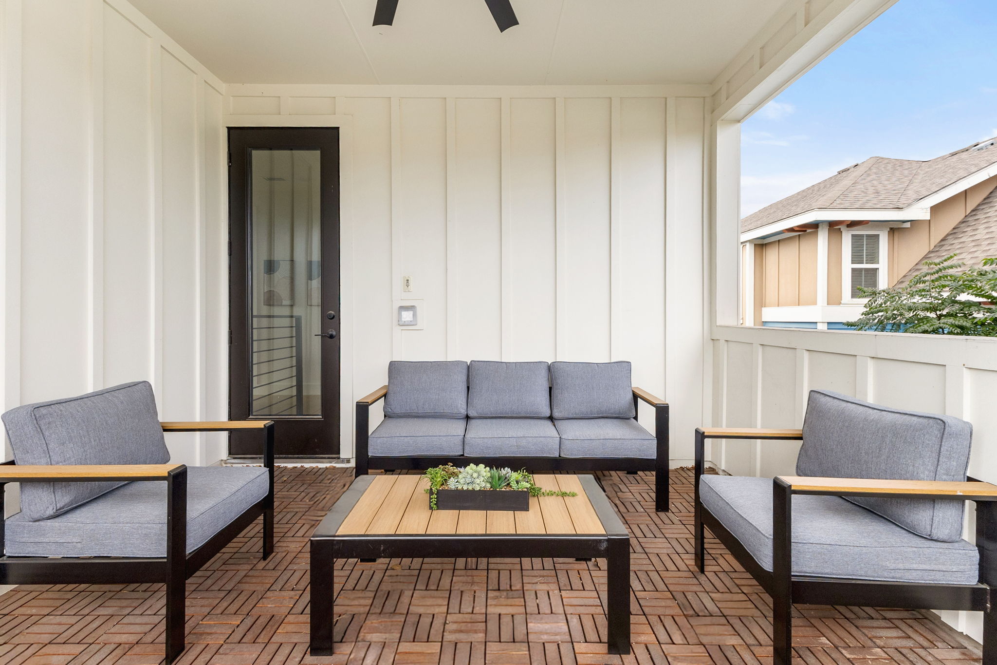 4418 Red River Street, Unit 1 Austin, TX 78751 - Photo 29 of 40 View of patio with outdoor seating and ceiling fan