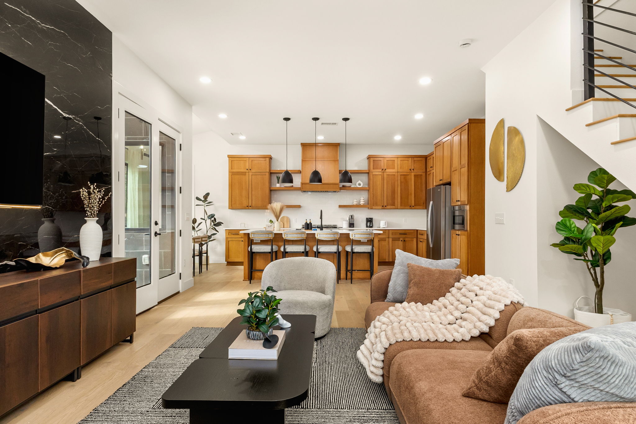 4418 Red River Street, Unit 1 Austin, TX 78751 - Photo 8 of 40 Living area with light wood-type flooring and recessed lighting