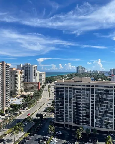 a view of a city with tall buildings
