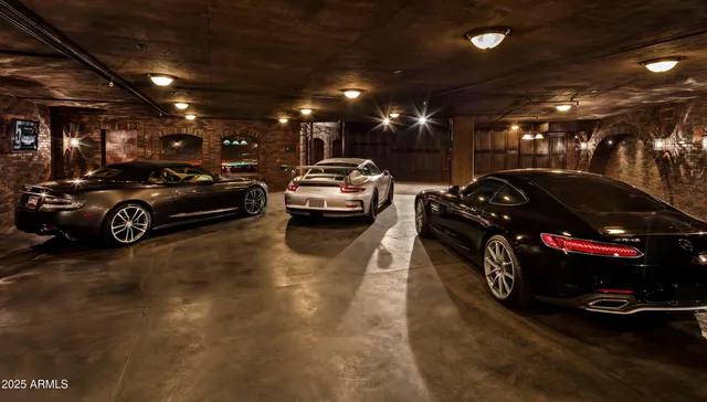 a view of car parked in garage