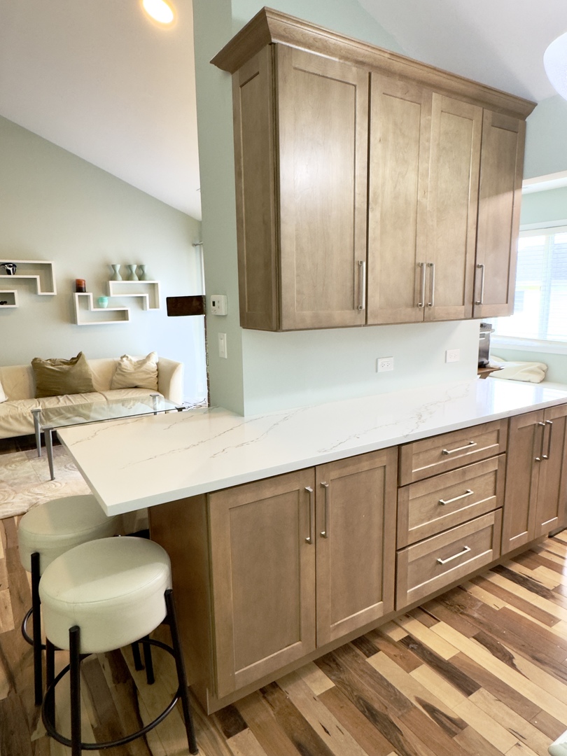7210 Adams Street, Unit D Willowbrook, IL 60527 - Photo 6 of 19 a kitchen with granite countertop cabinets and chair