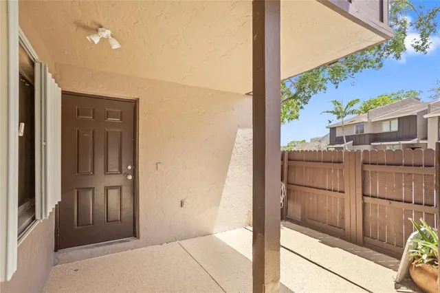 a view of a wooden door