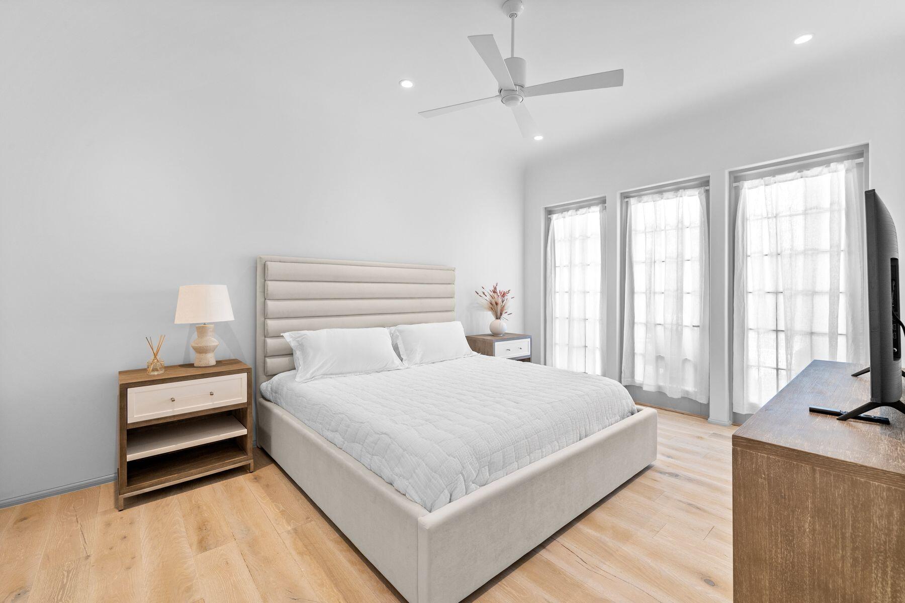 45 West Solaire Way Inlet Beach, Unit 102 Inlet Beach, FL 32461 - Photo 12 of 35 Primary bedroom with doors out to patio